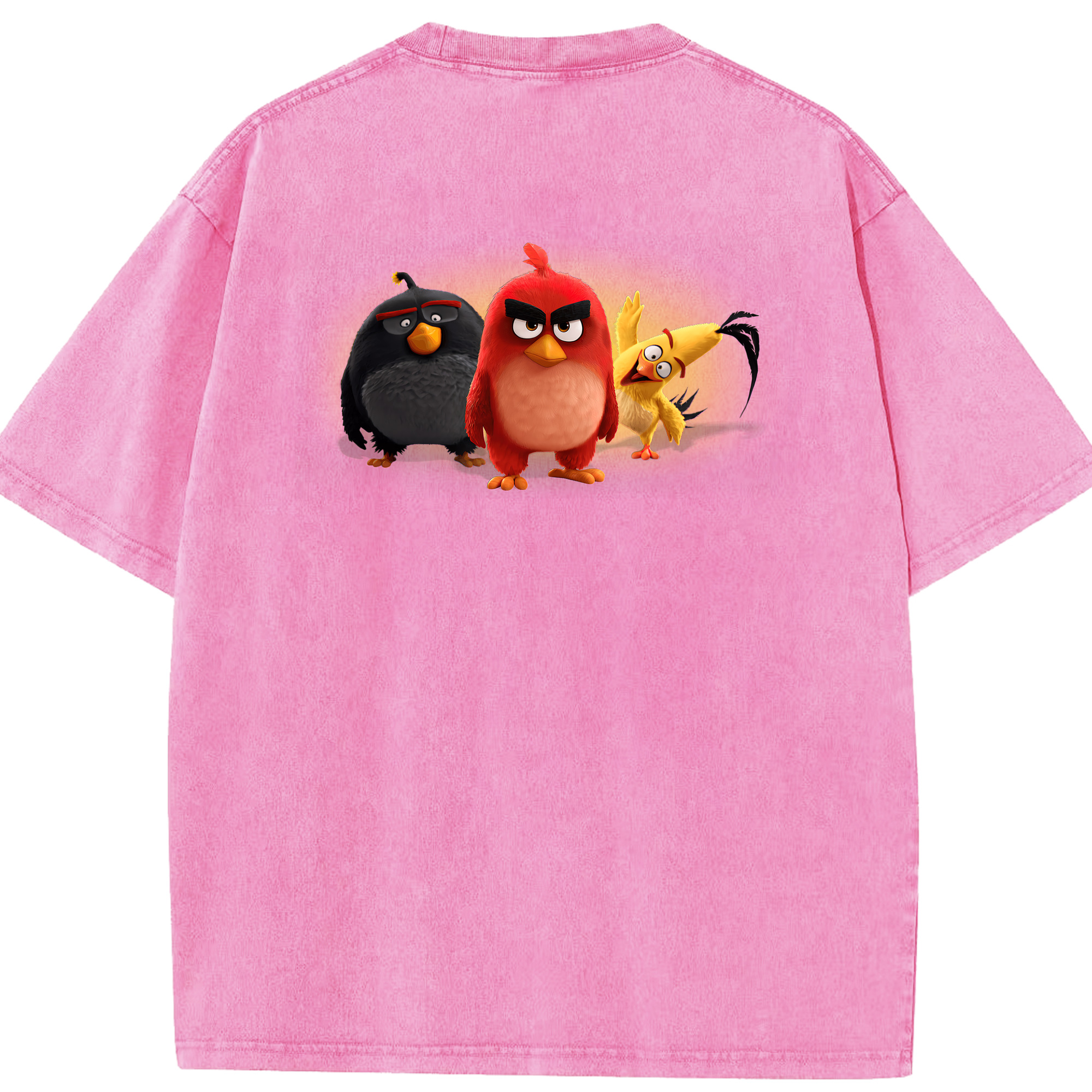 （画像用） Angry Birds アングリーバード 綿100% ヴィンテージ風 半袖Tシャツ（背面プリント）